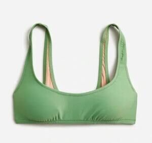J. Crew Green Over the Shoulder Scoop Neck Heritage Bikini Top - Medium - NWT